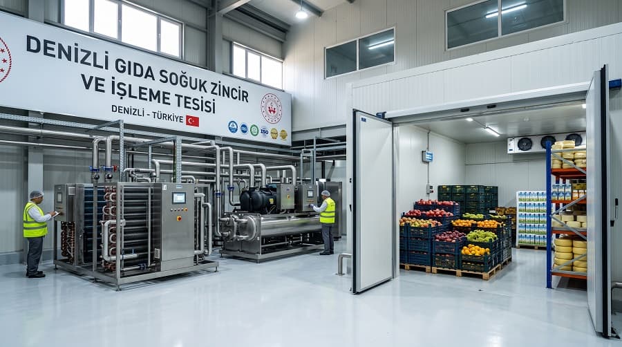 Denizli Endüstriyel Soğutma Sistemleri ve Chiller Kurulumu - Mazıoğlu Soğutma Denizli endüstriyel soğutma sistemleri ve chiller kurulumu yapan Mazıoğlu Soğutma'nın modern gıda tesisinde soğuk hava deposu soğutma üniteleri